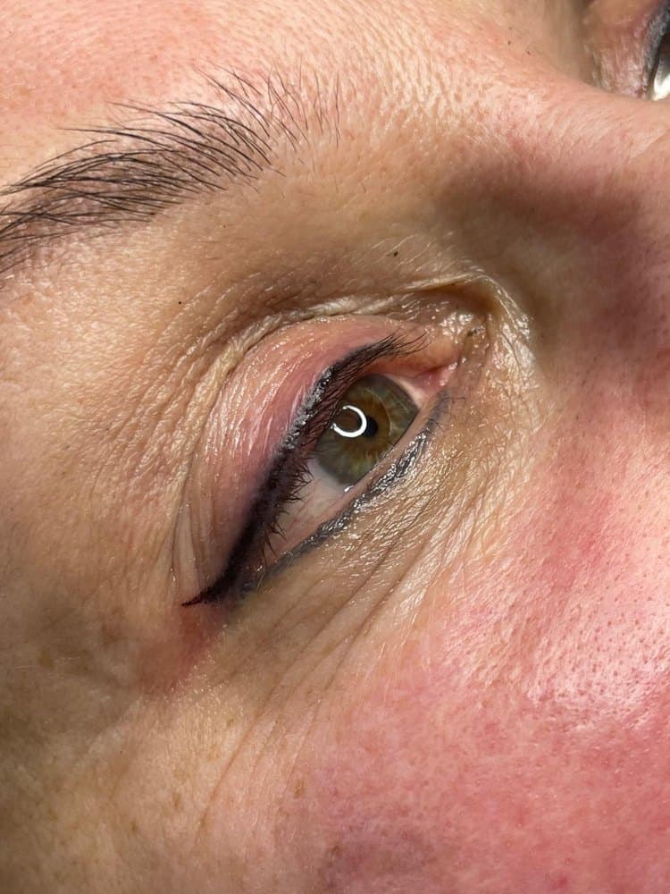 Close-up of healed eyeliner pigmentation: Nata Beauty, Bristol