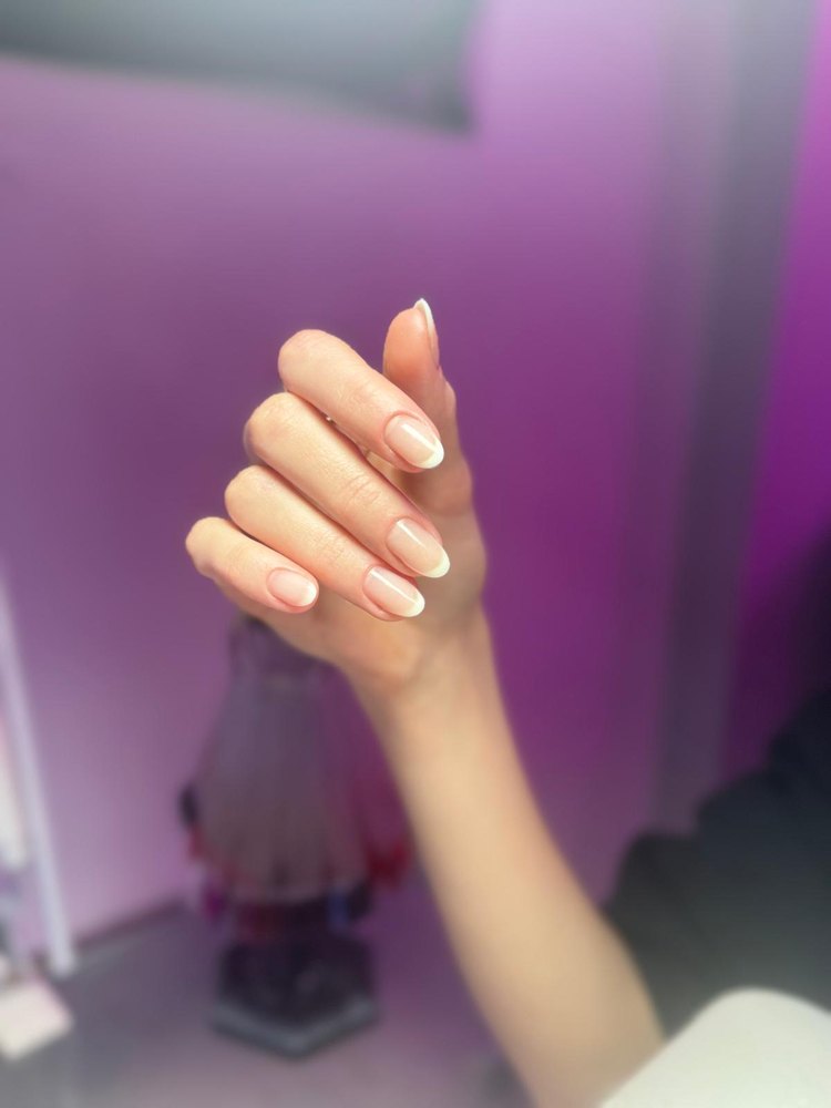 Pink gel nail-art finish on Russian manicure — Nata Beauty, Bristol
